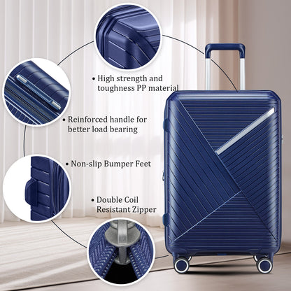 Luggage Sets 4 Piece(14/20/24/28), Expandable Lightweight Suitcase with 4 Double 360 Degrees Mute Spinner Wheels PP Materials Durable TSA Lock Travel Luggage image 8