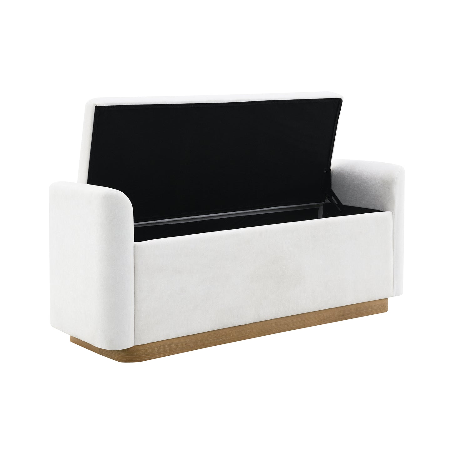 49" Bench with Storage, Storage Ottoman Bench with Safety Hinge, Gold Metal Base with wood frame, Upholstered Entryway Bench for Bedroom, Living Room, Hold up to 350 lb, Beige image 7