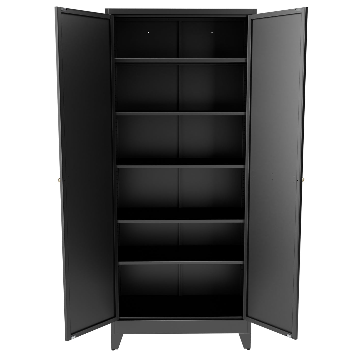 75" Black Metal Kitchen Pantry Cabinet Adjustable Storage with 5 Shelves (180lb Capacity), Freestanding Kitchen Storage Cabinet with Adjustable Shelves, Dishware in Kitchen, Pantry, Dining Room image 2