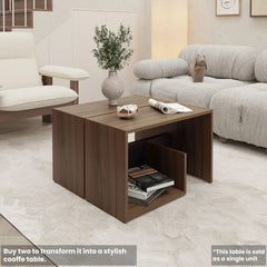 Light Oak and Wengue Side Table with Open Storage