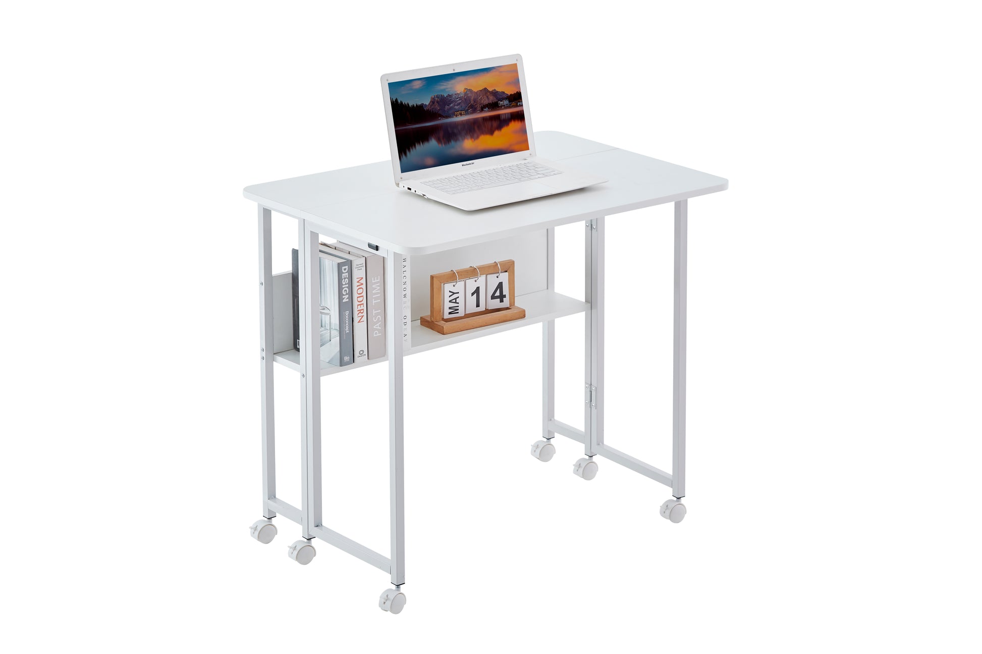 Folding Desk Small Foldable Desk for Small Space, 31.5 Inches Writing Computer Desk in Study, Home Office Foldable Office Desk for Bedroom 80*58,white image 8