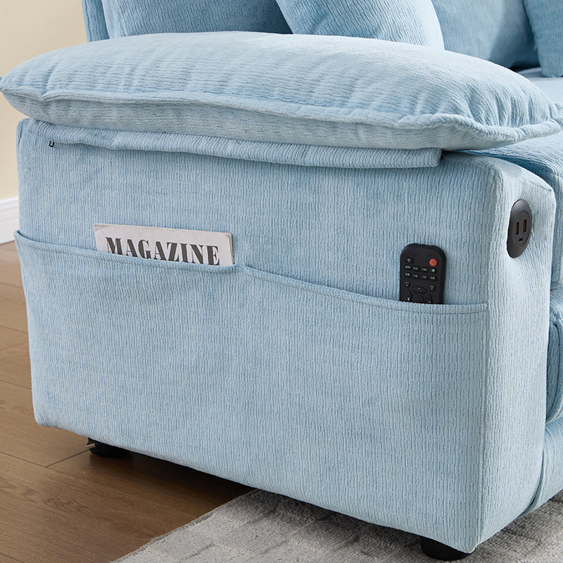 58 inch 3-in-1 Upholstered Futon Sofa Convertible Floor Sofa bed,Foldable Tufted Loveseat with Pull Out Sleeper Couch Bed,Folding Mattres Love Seat Daybed W/Side Pockets for Living Room Blue image 10