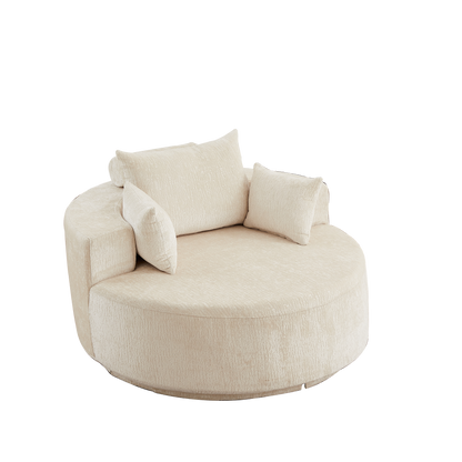 55''L Polyester Foam Single Swivel Chair, Fluffy Modern Sleeper, 360 Degree Swivel Chair for Living Room, Bedroom, Lounge and Projection Room image 9