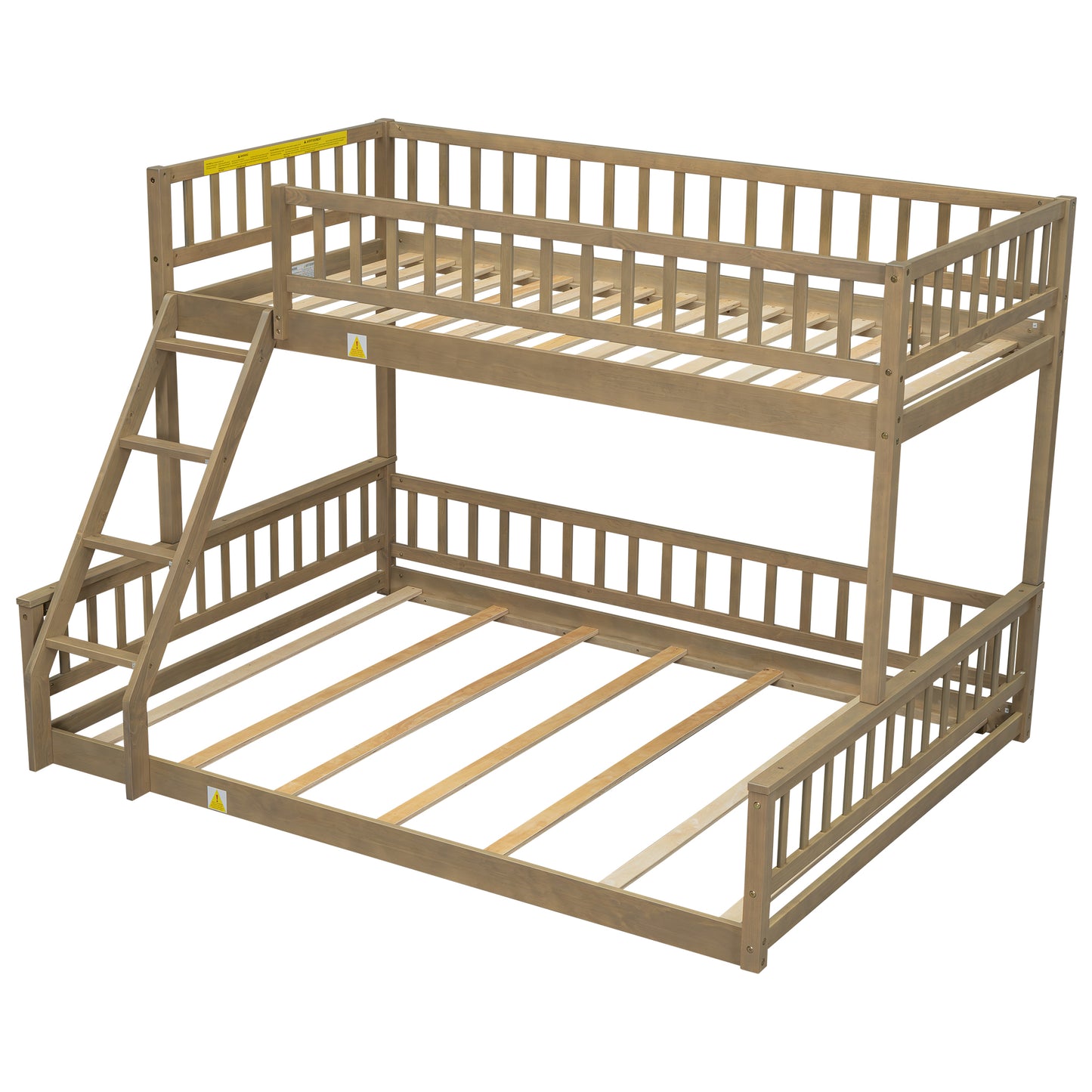Twin XL over Queen Bunk Bed with Ladder and Guardrails, Walnut image 11