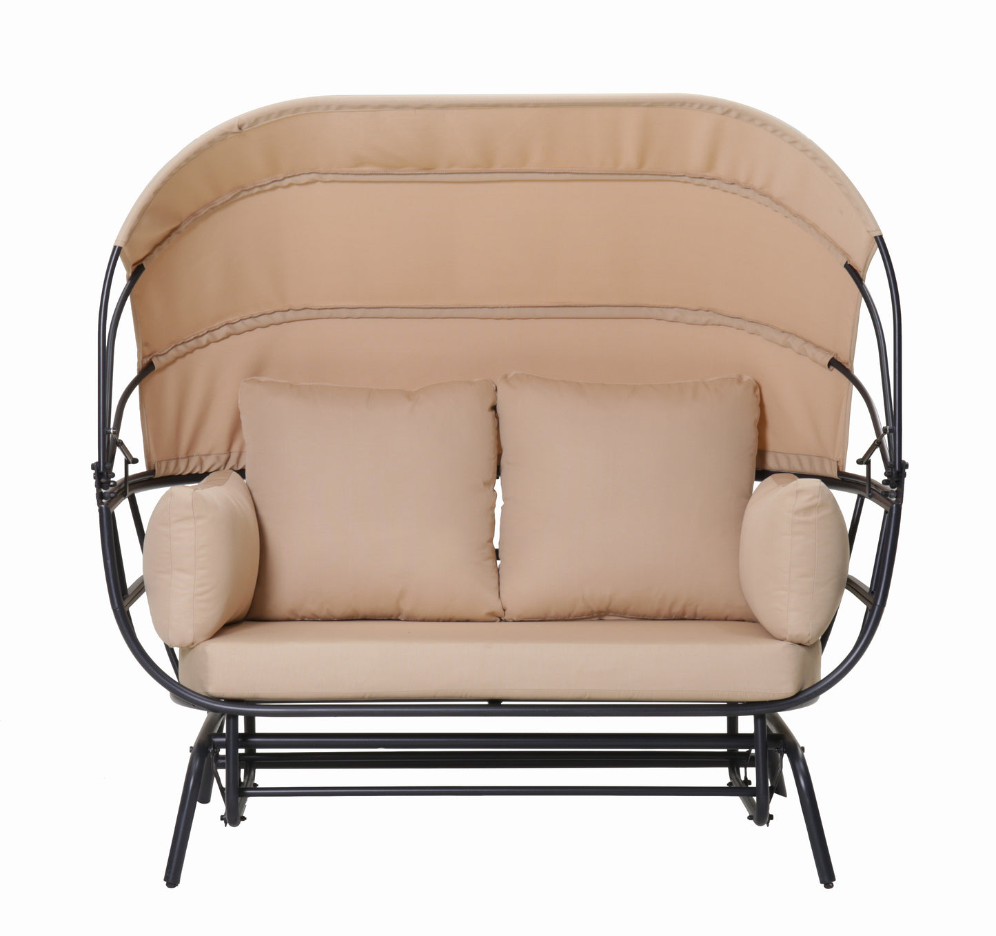 2-Person Outdoor Swing Chair with Adjustable Canopy, Modern Egg Shaped Rocking Lounge Chair with Thick Cushions & Pillows, Heavy-Duty Patio Hammock Chair for Garden, Balcony, Backyard image 2