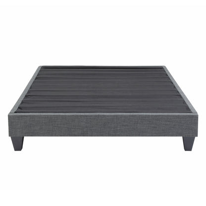 Contemporary Grey Upholstered Platform Bed, Polyester Fabric Bed Frame, Reinforced Support Geometric Foot Platform Bed No Box Spring Needed, Easy Assembly,King image 1