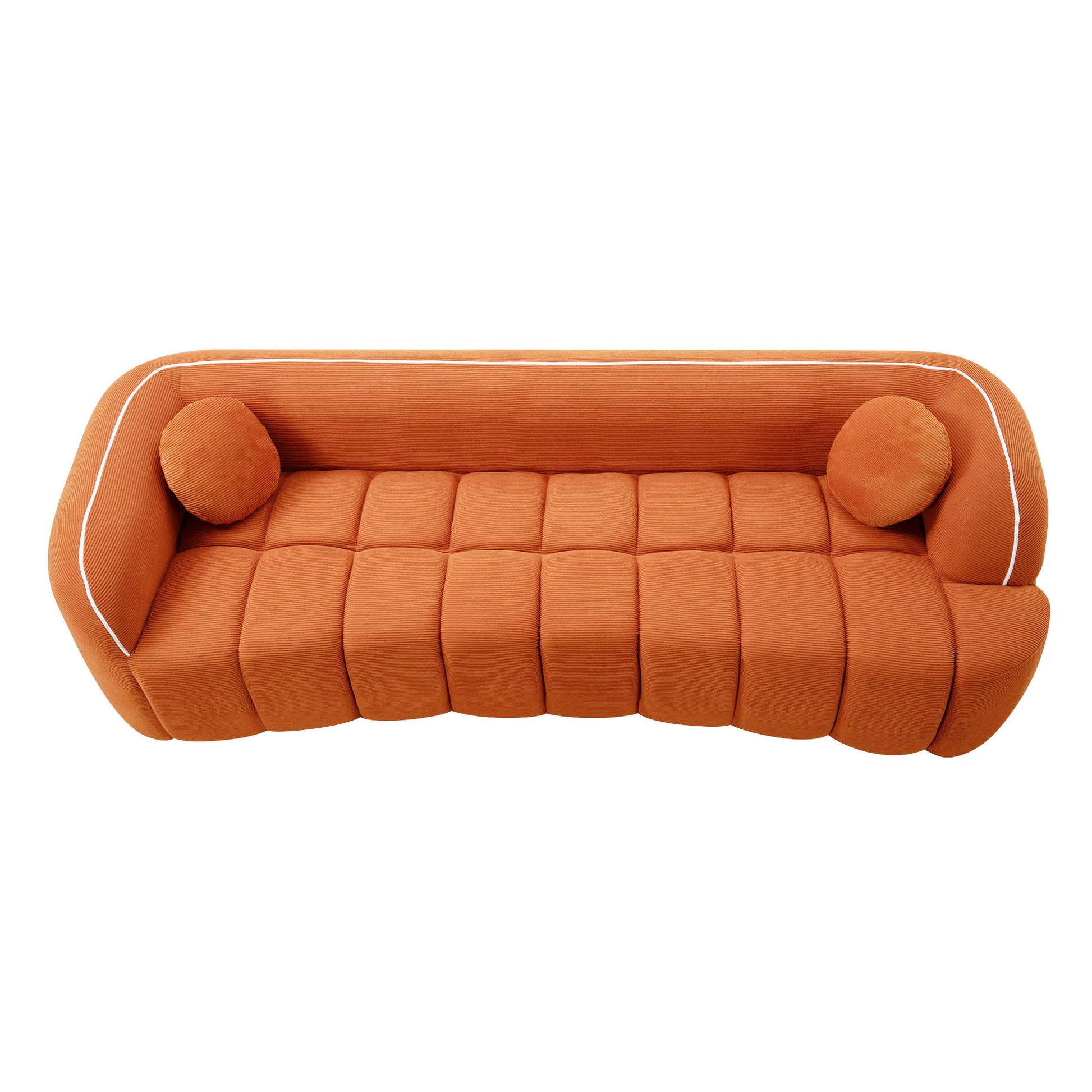 98.4" Modern Compressed Sofa, Cloud Couch 3-Seater Corduroy Sofa, No Assembly Required, Bubble Channel Tufted Couch with 2 Pillows, Comfy Deep Seat for Living Room, Apartment, Office image 10