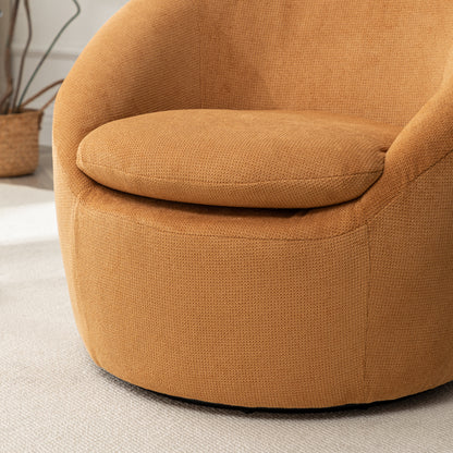 Winnie Modern Teddy Fabric Barrel Chair, 360° Swivel, Yellow image 7
