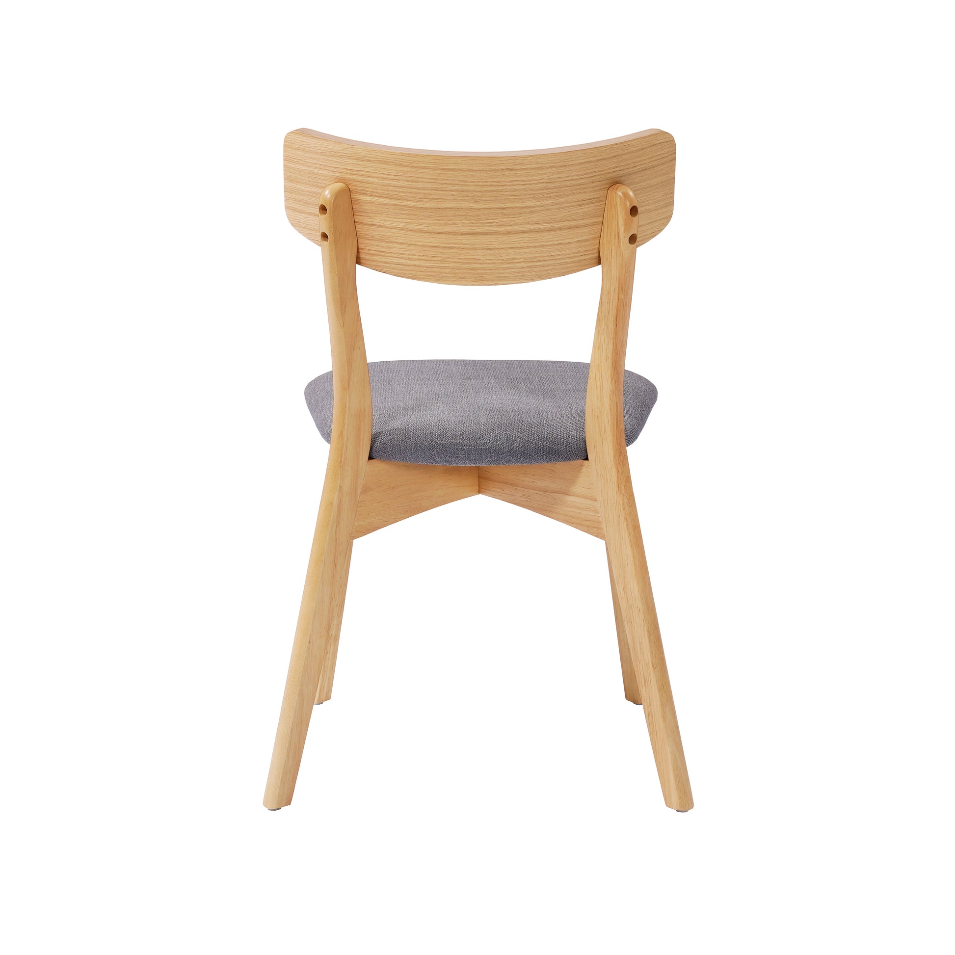 Mid-Century Walnut Finished Frame Upholstered Dining Chairs,Set of 2, Dark Grey+Natural image 9
