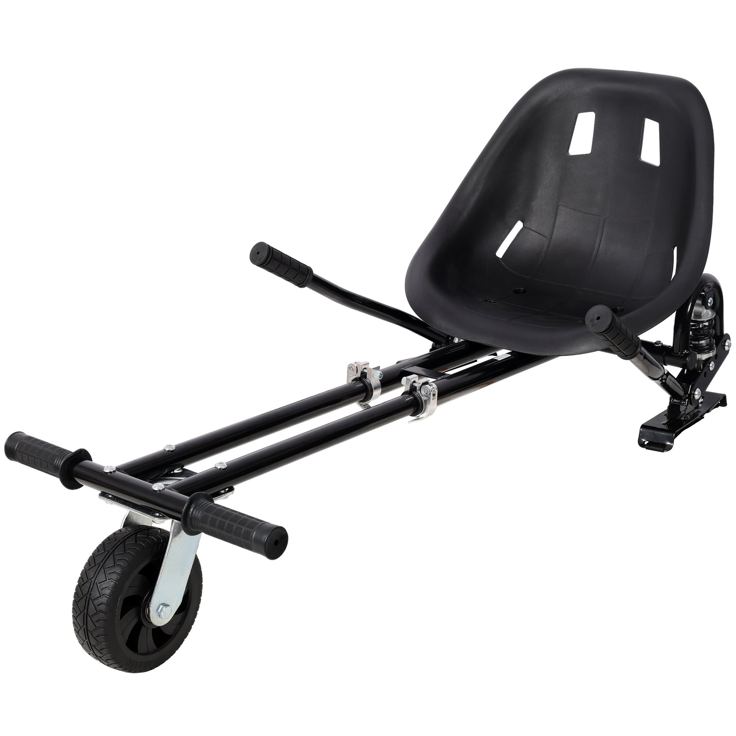 Hoverboard Seat Attachment Go-Kart,Fits 6.5" 8"10" Hoverboards, Heavy Duty Dual Pole & Dual Shock Absorber,Sturdy Adjustable Off-Road Frame,Hover Cart for Family Fun,not include Hoverboard,Black image 1