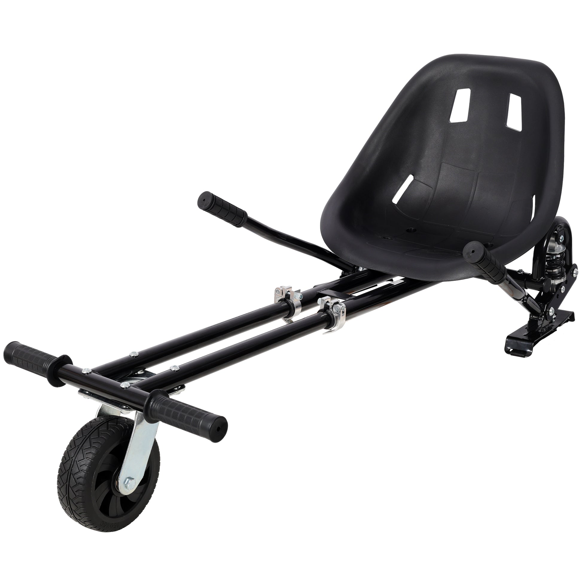 Hoverboard Seat Attachment Go-Kart,Fits 6.5" 8"10" Hoverboards, Heavy Duty Dual Pole & Dual Shock Absorber,Sturdy Adjustable Off-Road Frame,Hover Cart for Family Fun,not include Hoverboard,Black image 1