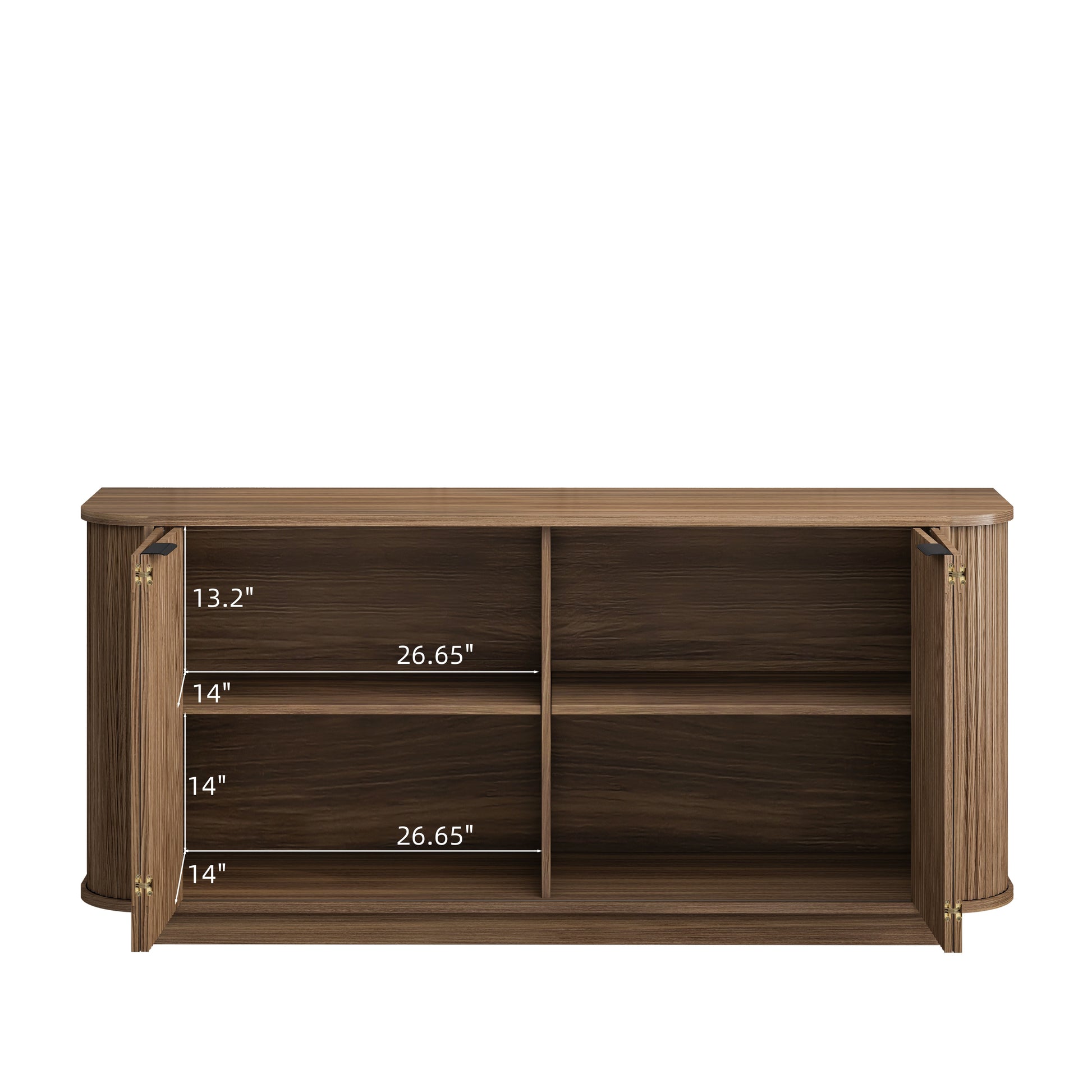 63"Wavy Storage Sideboard, Double-Door Buffet Cabinet with Adjustable Shelves, Suitable for Kitchen, Living Room, Hallway - Versatile Storage (Brown) image 5