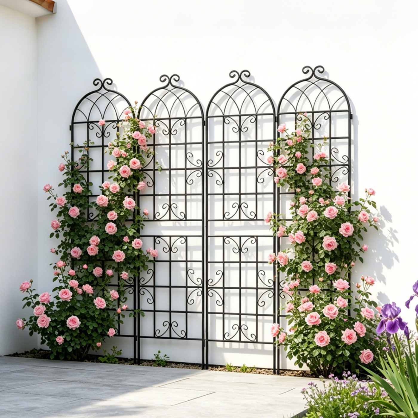 4 Pack Metal Garden Trellis 86.7" x 19.7" Rustproof Trellis for Climbing Plants Outdoor Flower Support Black image 1