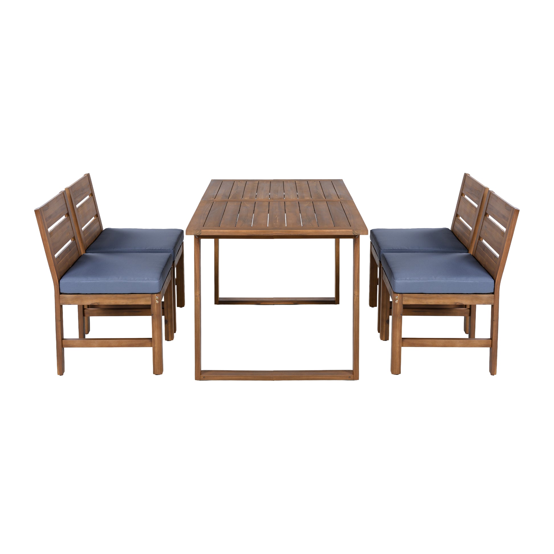 U_STYLE Farmhouse 5-Piece Outdoor Patio Dining Set with Adjustable Legs,Acacia Wood Dinning Set for 4,Suitable for Backyard, Garden, or Deck image 12