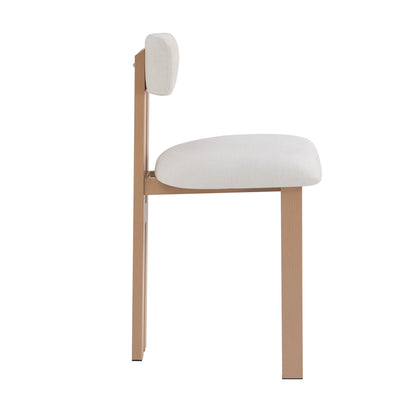 26.5'' Stylish Round Stools with Low Back - Comfortable Upholstered Seat & Natural wood color Metal Frame for Kitchen & Dining image 7
