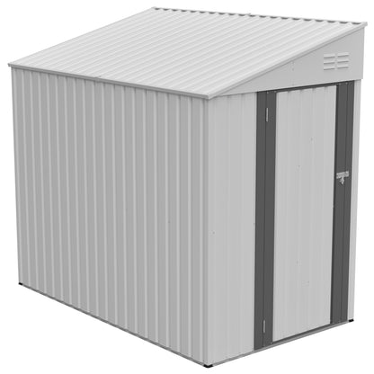 White 4' x 7' Lean-To Storage Shed, Heavy-Duty Metal Outdoor Garden & Bike Shed with Lockable Door, Easy Assembly Backyard Storage Solution image 12