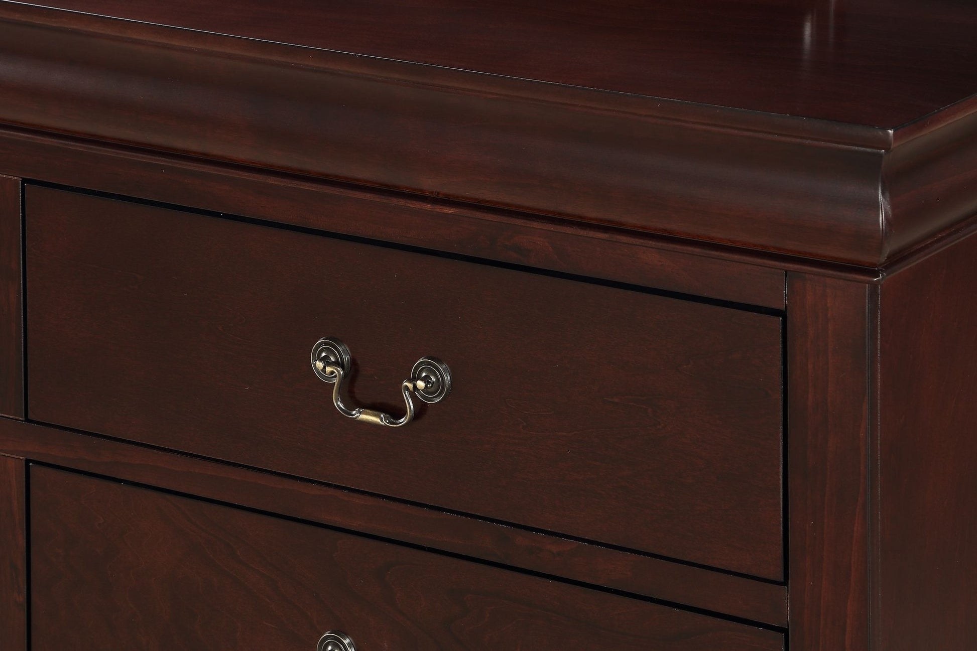 1pc Cherry Finish Five Drawers Louis Philip Chest Solid Wood Contemporary Sleek Ample Storage image 3