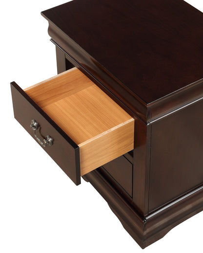 1pc Cherry Finish Two Drawers Louis Philip Nightstand Solid Wood Contemporary & Simple Style image 3