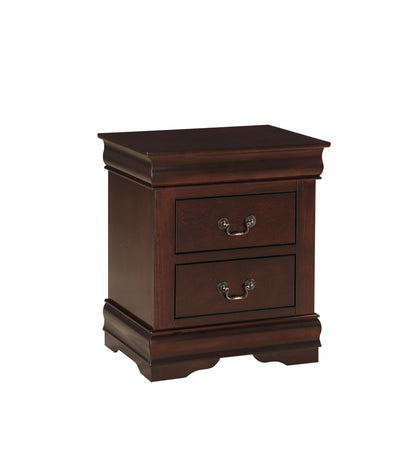 1pc Cherry Finish Two Drawers Louis Philip Nightstand Solid Wood Contemporary & Simple Style image 2