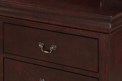 1pc Cherry Finish Two Drawers Louis Philip Nightstand Solid Wood Contemporary & Simple Style image 4