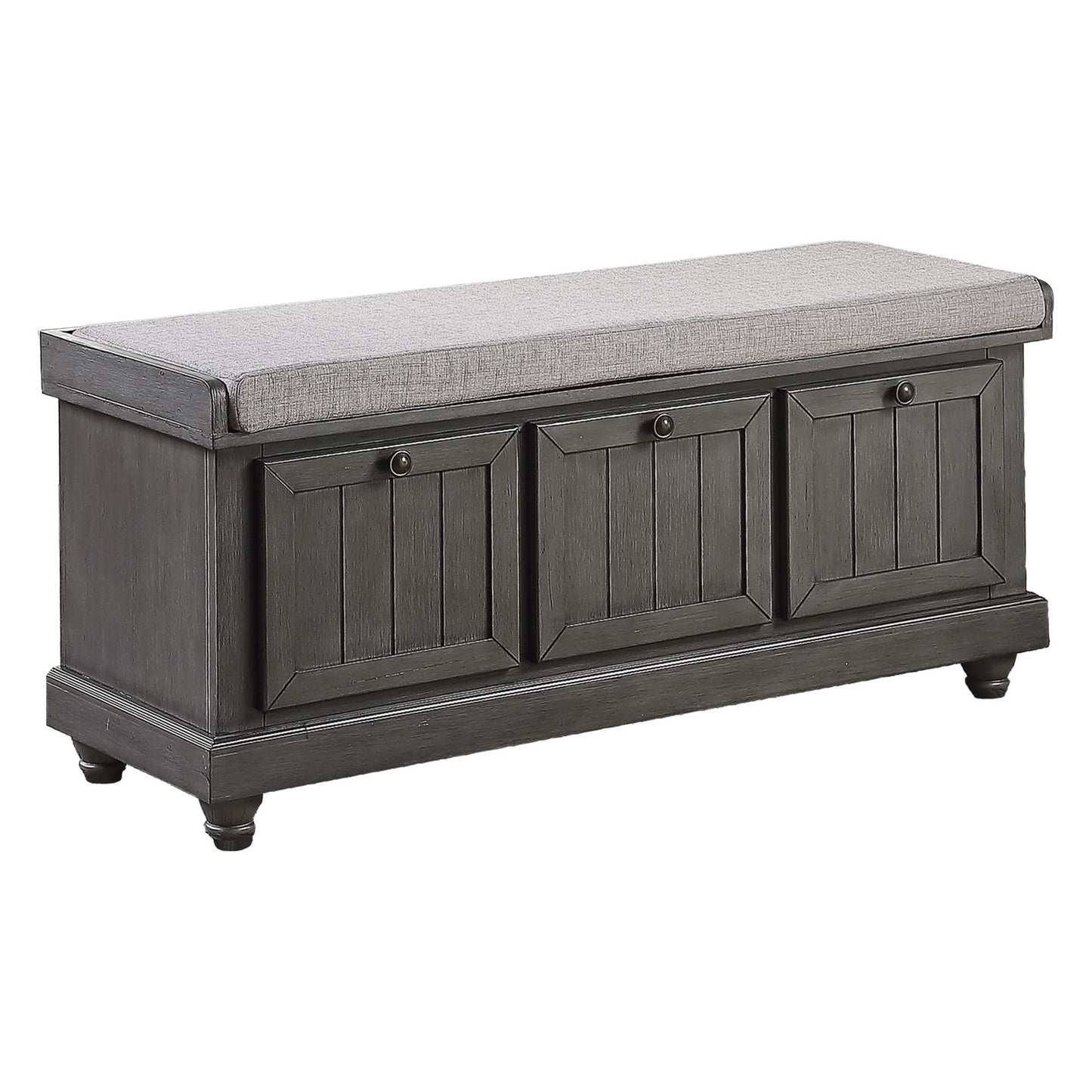1pc Durable Storage Bench Dark Gray Finish Foam Cushioned Seat Upholstery Flip-Top Seat Solid Wood Home Furniture image 4