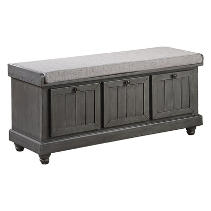 1pc Durable Storage Bench Dark Gray Finish Foam Cushioned Seat Upholstery Flip-Top Seat Solid Wood Home Furniture image 4
