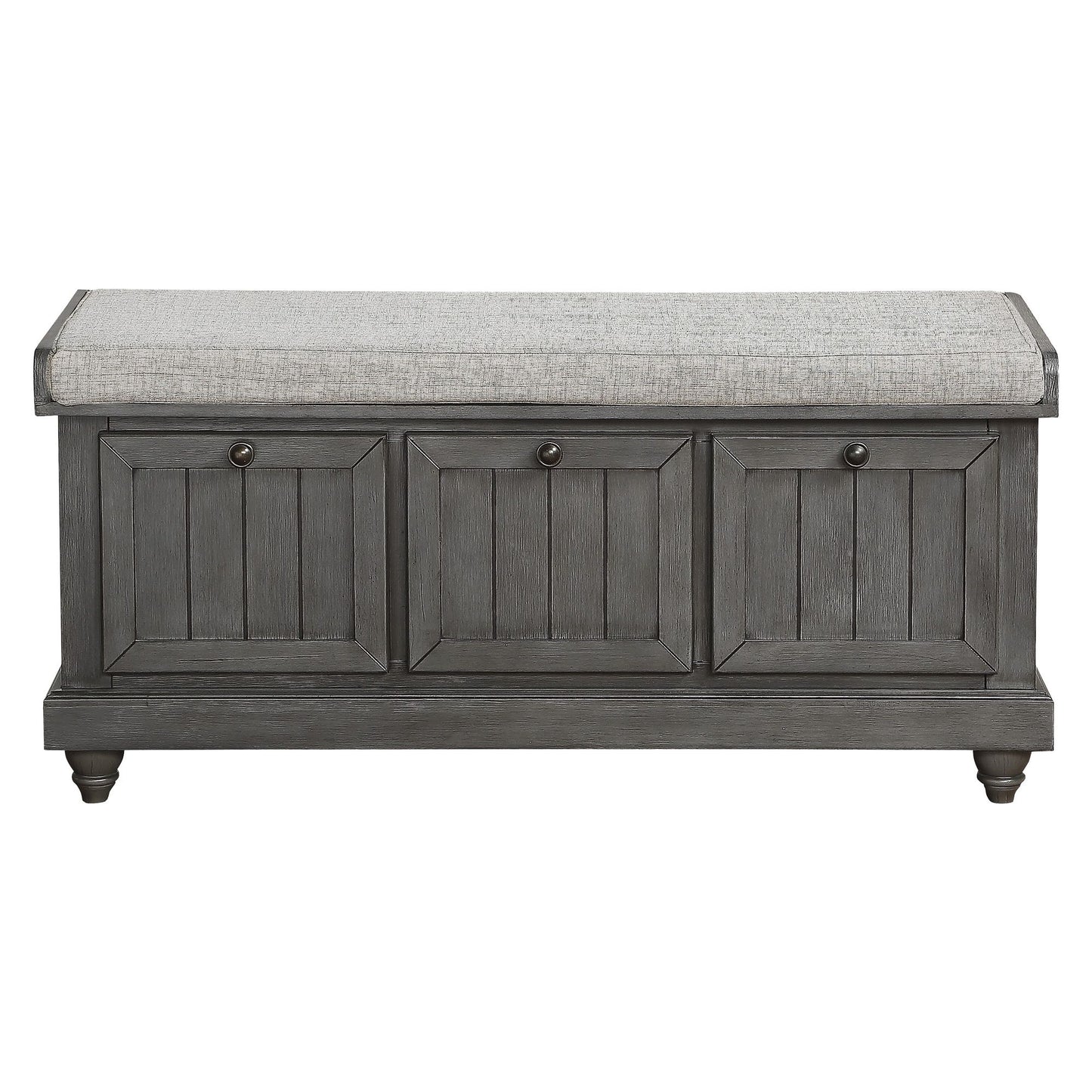 1pc Durable Storage Bench Dark Gray Finish Foam Cushioned Seat Upholstery Flip-Top Seat Solid Wood Home Furniture image 3