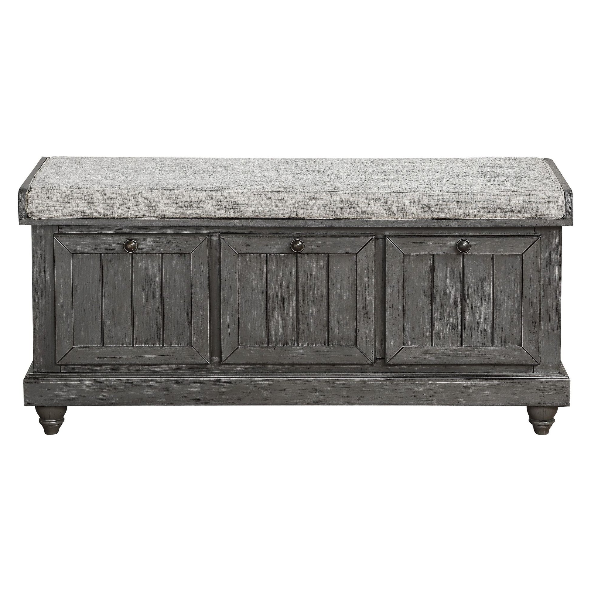 1pc Durable Storage Bench Dark Gray Finish Foam Cushioned Seat Upholstery Flip-Top Seat Solid Wood Home Furniture image 3