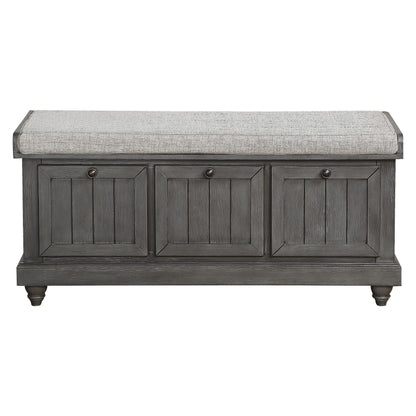 1pc Durable Storage Bench Dark Gray Finish Foam Cushioned Seat Upholstery Flip-Top Seat Solid Wood Home Furniture image 3