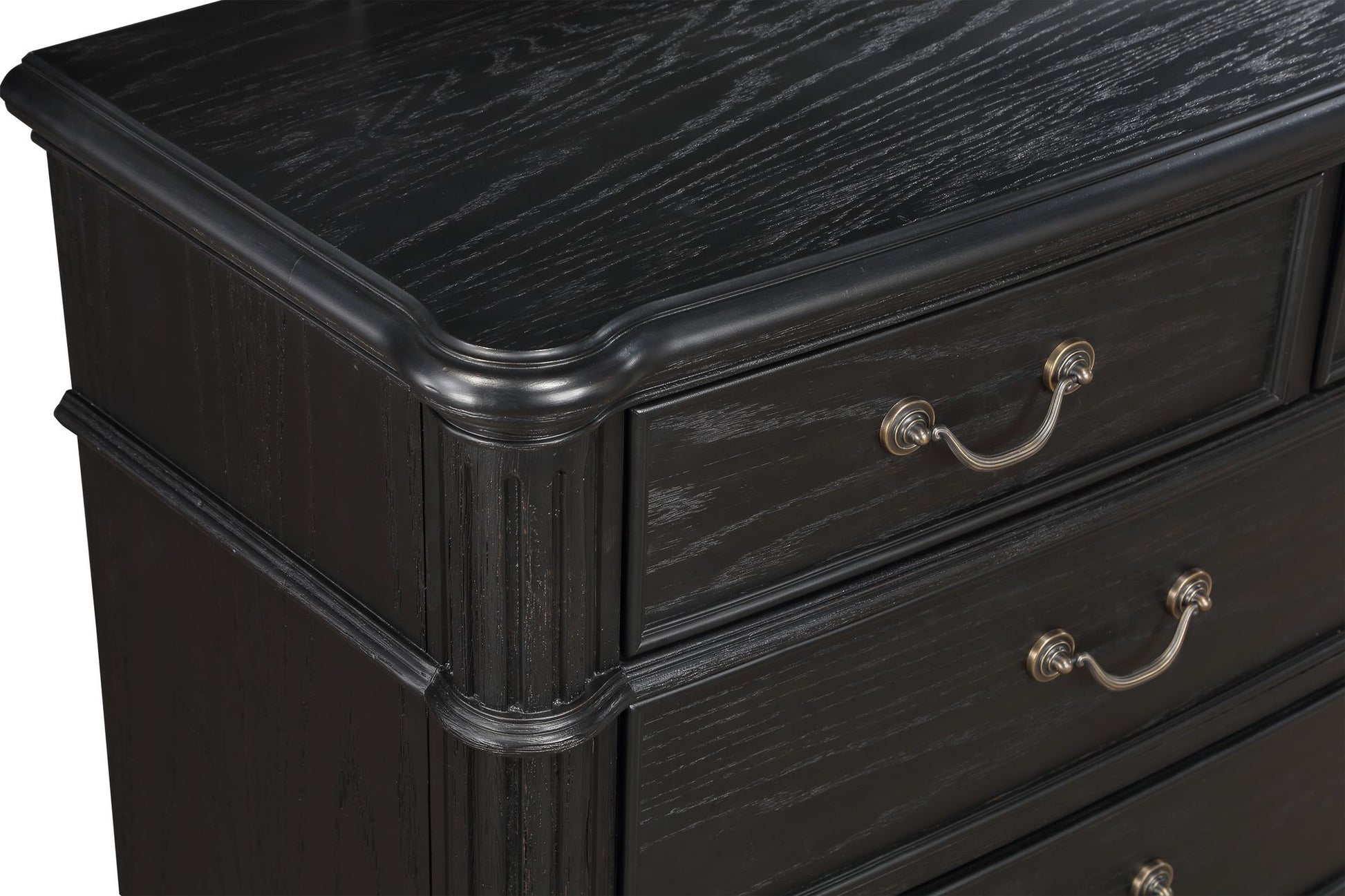1pc Traditional Vintage Antique Drawer Pull 3-Drawer Nightstand Black Gray Dark Finish Bedroom Wooden Furniture image 4