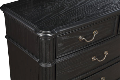 1pc Traditional Vintage Antique Drawer Pull 3-Drawer Nightstand Black Gray Dark Finish Bedroom Wooden Furniture image 4