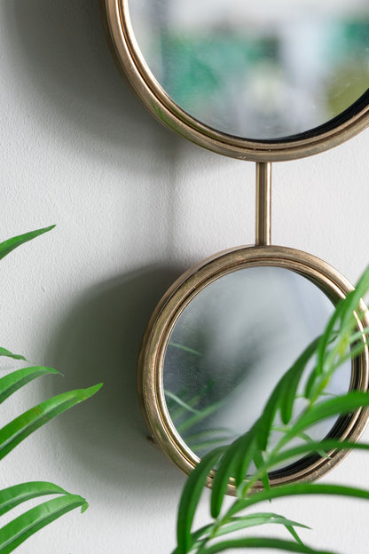 2 Circle Mirrors for Wall Decor, Unique Contemporary Wall Mirror for Living Room Bedroom Entryway,11" x 28.5" image 1
