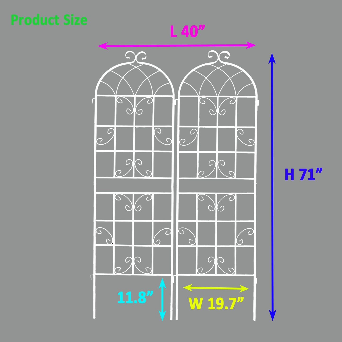 2 Pack Metal Garden Trellis 71" x 19.7" Rustproof Trellis for Climbing Plants Outdoor Flower Support Cream White image 3