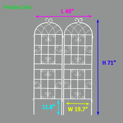 2 Pack Metal Garden Trellis 71" x 19.7" Rustproof Trellis for Climbing Plants Outdoor Flower Support Cream White image 3