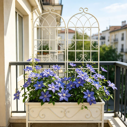 2 Pack Metal Garden Trellis 71" x 19.7" Rustproof Trellis for Climbing Plants Outdoor Flower Support Cream White image 4
