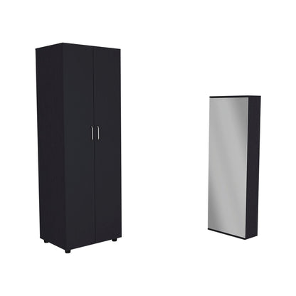 2 Piece Bedroom Set, London Armoire + Baltimore Shoe Rack, Black image 2