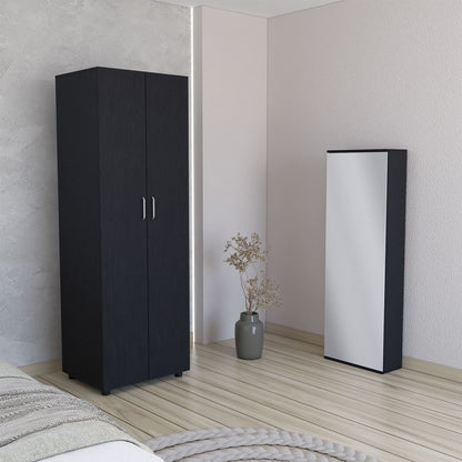 2 Piece Bedroom Set, London Armoire + Baltimore Shoe Rack, Black image 1