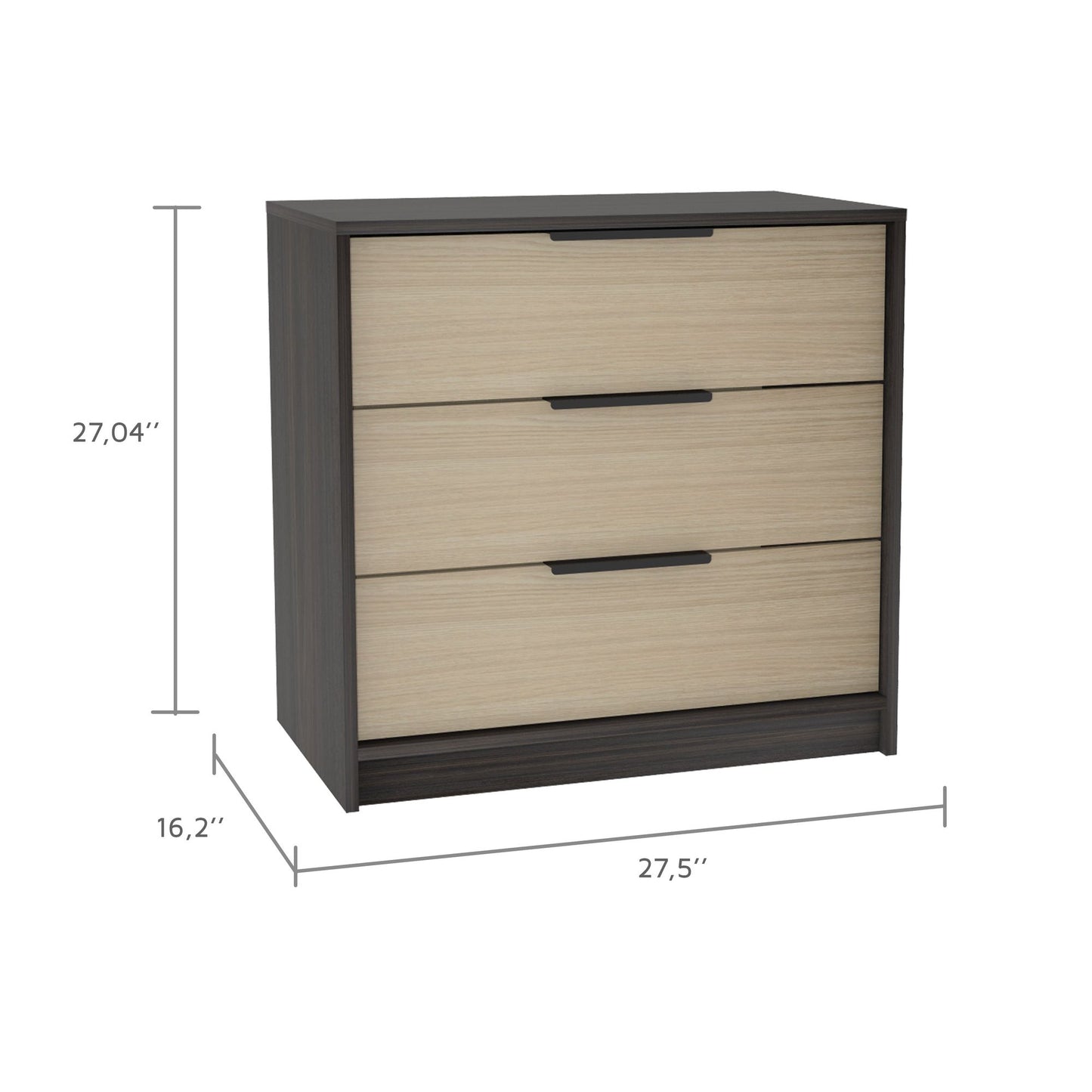 2 Piece Bedroom Set, London Armoire + Egeo 3 Drawers Dresser, Black / Pine image 6