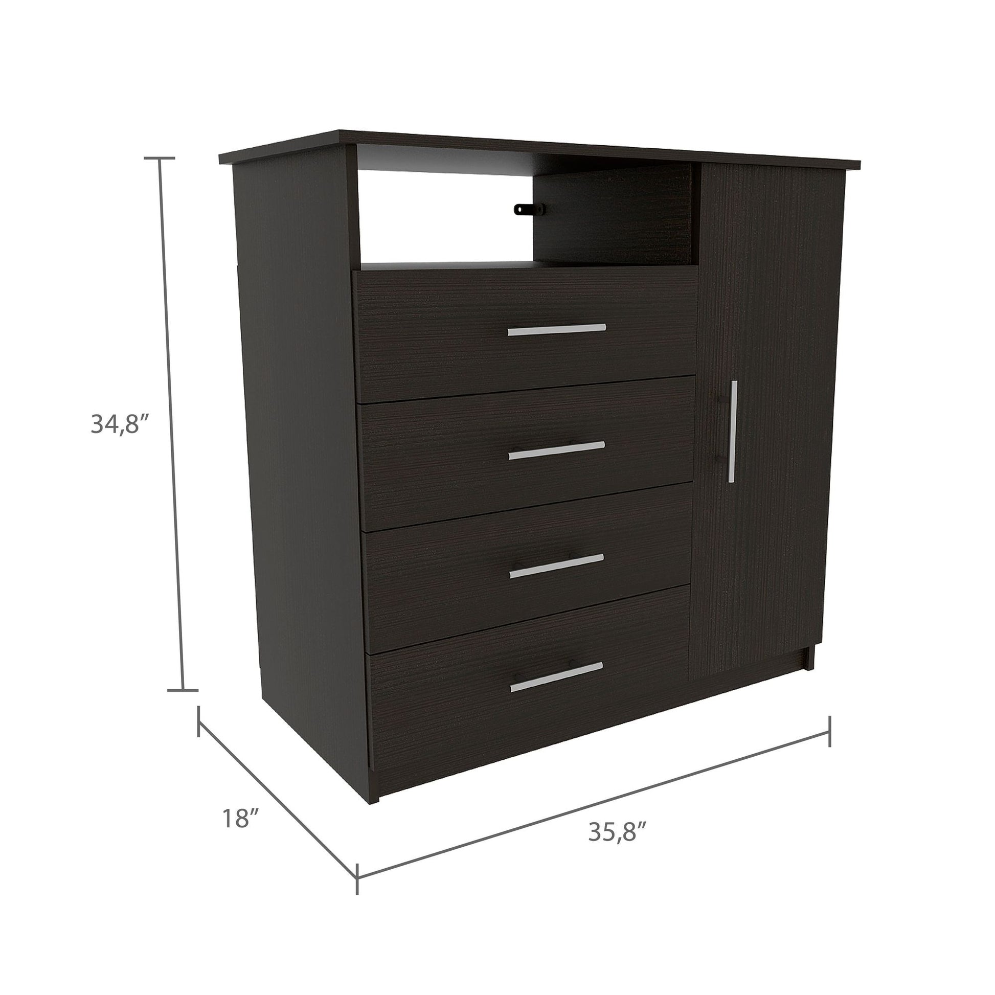 2 Piece Bedroom Set, London Armoire + Rioja 4 Drawer Dresser, Black image 6