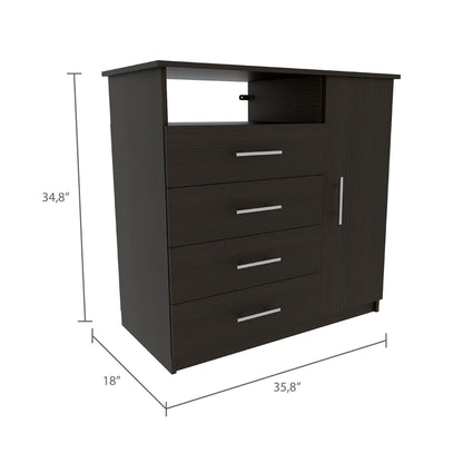 2 Piece Bedroom Set, London Armoire + Rioja 4 Drawer Dresser, Black image 6