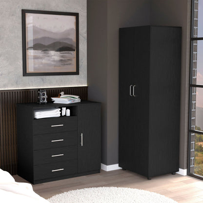 2 Piece Bedroom Set, London Armoire + Rioja 4 Drawer Dresser, Black image 1