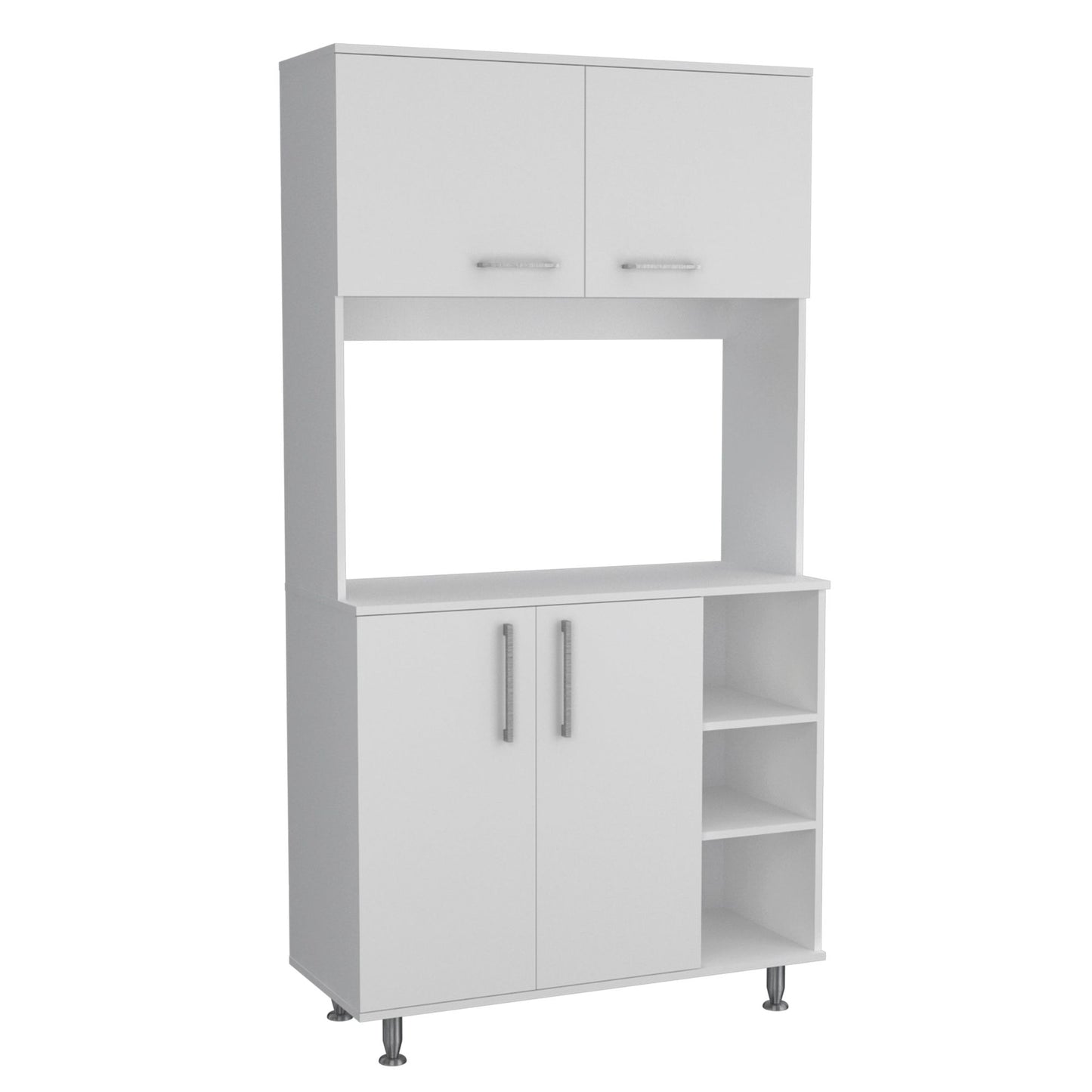 2 Piece Kitchen Set, Syros Kitchen Island Cart + Malta Kitchen Pantry Cabinet, White / Light Oak image 5