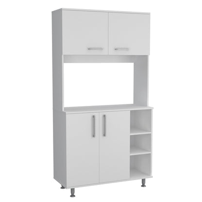 2 Piece Kitchen Set, Syros Kitchen Island Cart + Malta Kitchen Pantry Cabinet, White / Light Oak image 5