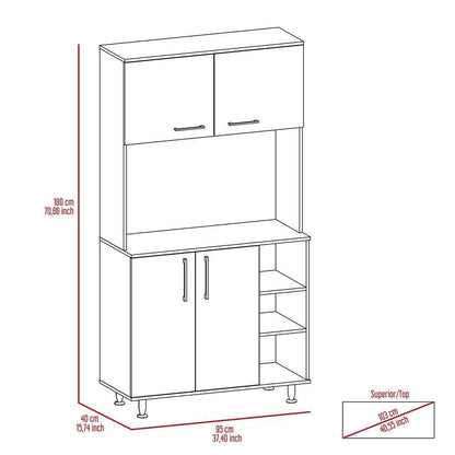 2 Piece Kitchen Set, Syros Kitchen Island Cart + Malta Kitchen Pantry Cabinet, White / Light Oak image 9
