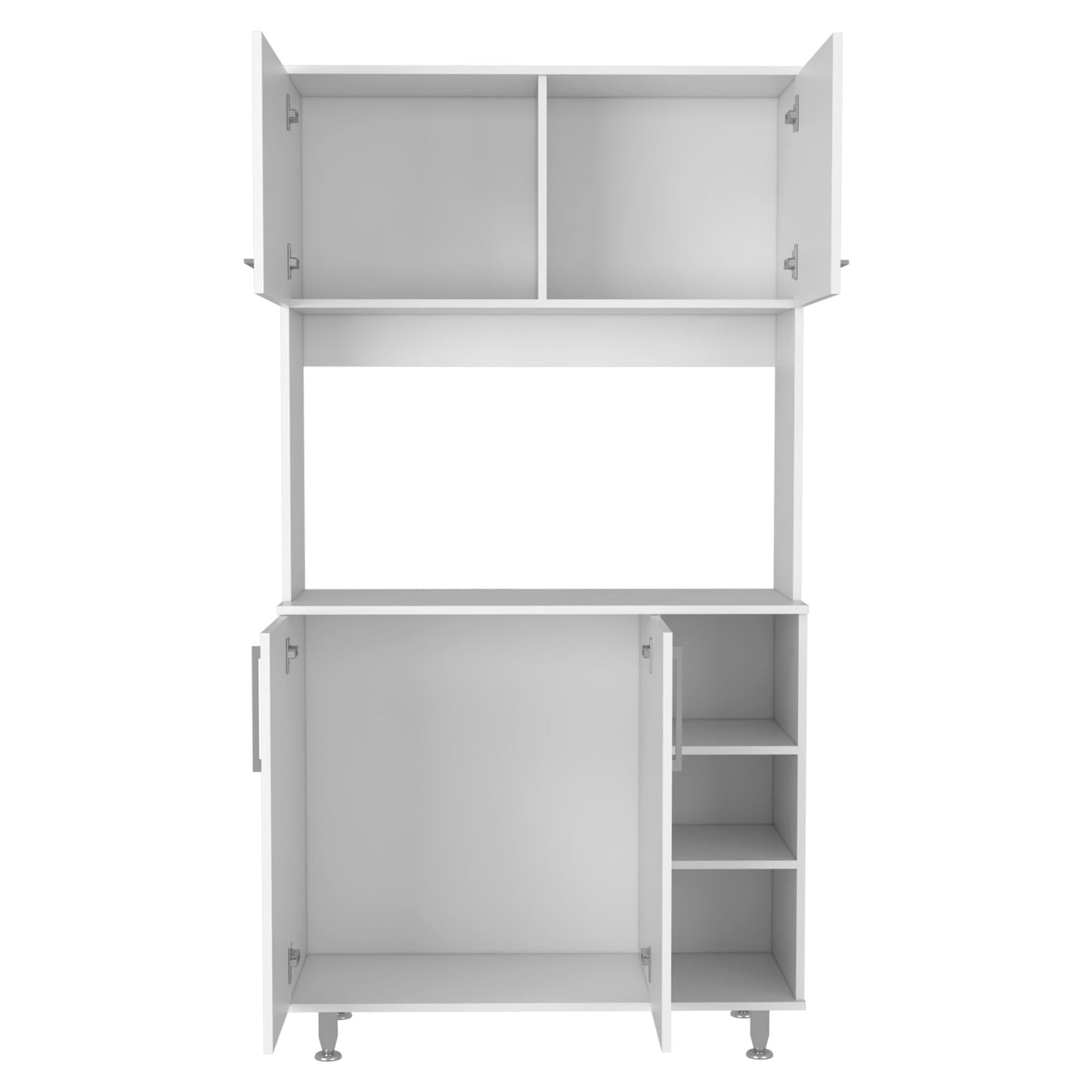 2 Piece Kitchen Set, Syros Kitchen Island Cart + Malta Kitchen Pantry Cabinet, White / Light Oak image 6
