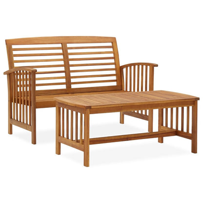 2 Piece Patio Lounge Set Solid Acacia Wood image 1