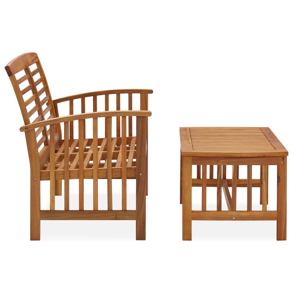 2 Piece Patio Lounge Set Solid Acacia Wood image 2