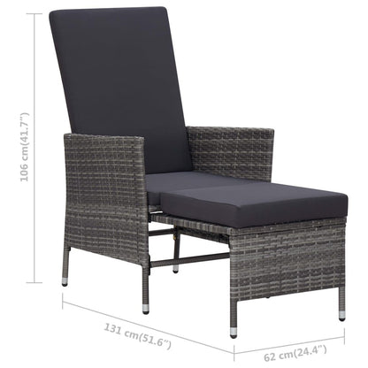 2 Piece Patio Lounge Set with Cushions Poly Rattan Gray image 11