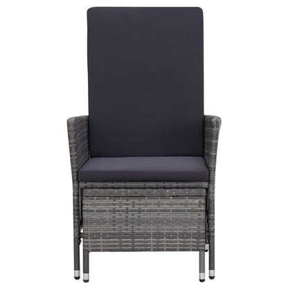 2 Piece Patio Lounge Set with Cushions Poly Rattan Gray image 4