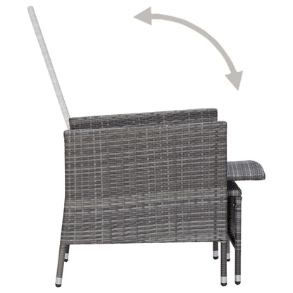 2 Piece Patio Lounge Set with Cushions Poly Rattan Gray image 6